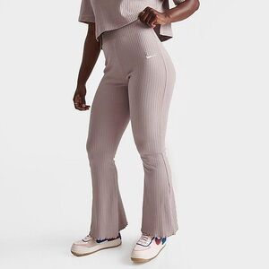 Nike Women's Ribbed Flare Pants - Taupe